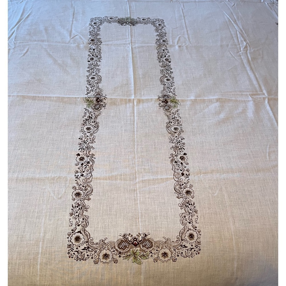 Vintage Tablecloth with images of a Victorian Southern Community